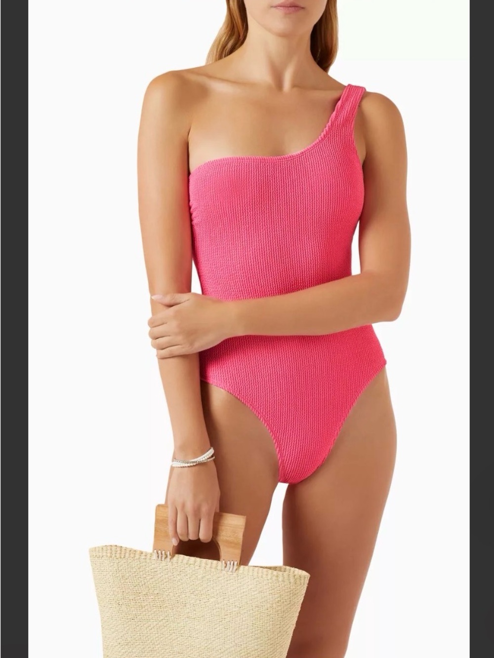 NWT Good American Always Fits 1 Shoulder Swimsuit Women’s Sz XS Bright Pink